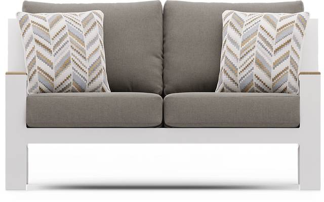 Solana White 4 Pc Outdoor Loveseat Seating Set With Mushroom Cushions - Thumbnail - Image 2