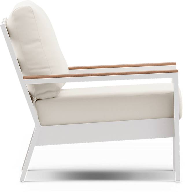 Solana White 4 Pc Outdoor Loveseat Seating Set With Natural Cushions - Thumbnail - Image 4