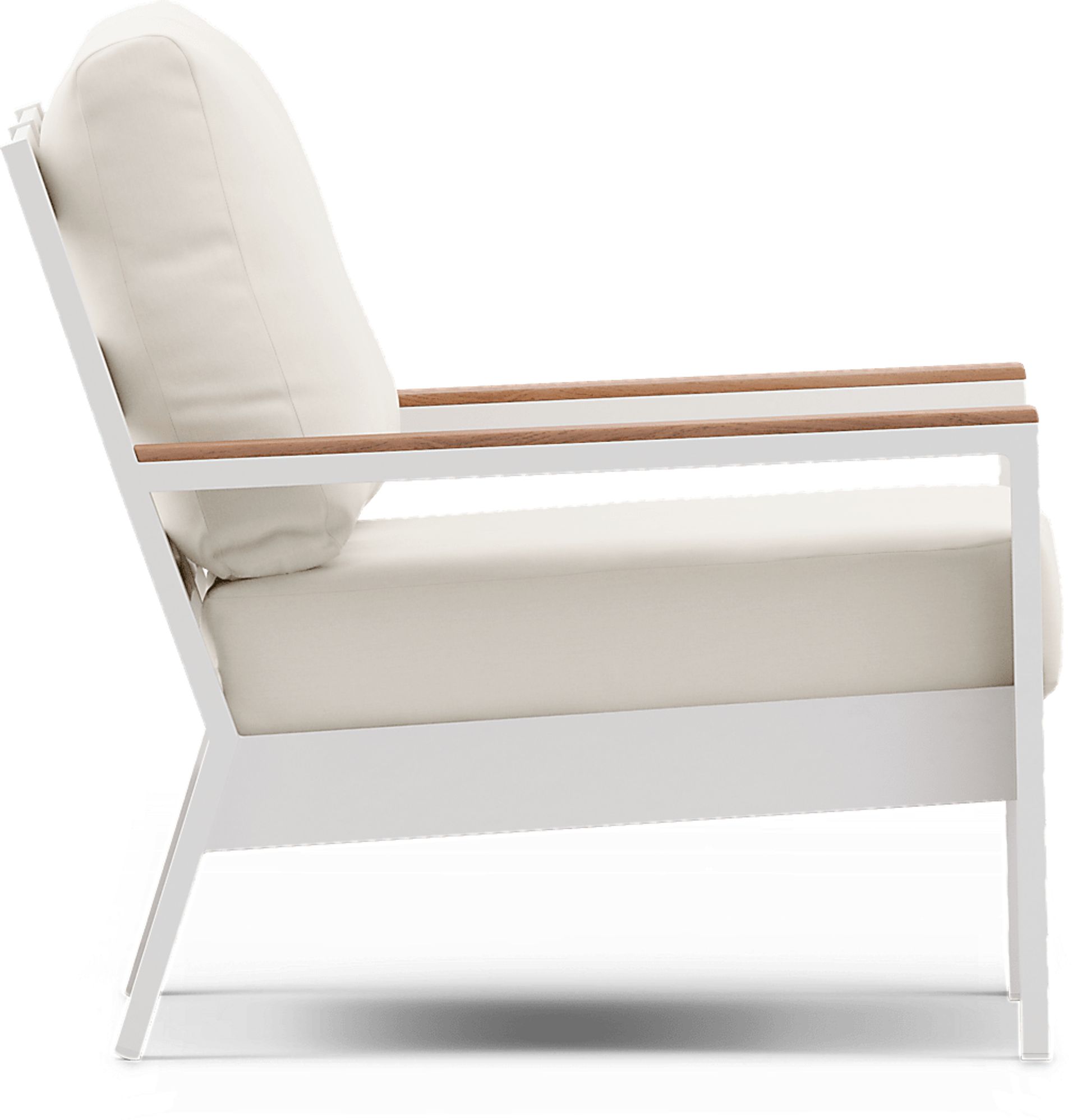Solana White Outdoor Loveseat with Natural Cushions - Image 3