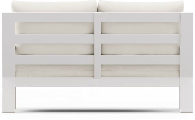 Solana White 4 Pc Outdoor Loveseat Seating Set With Natural Cushions - Thumbnail - Image 5