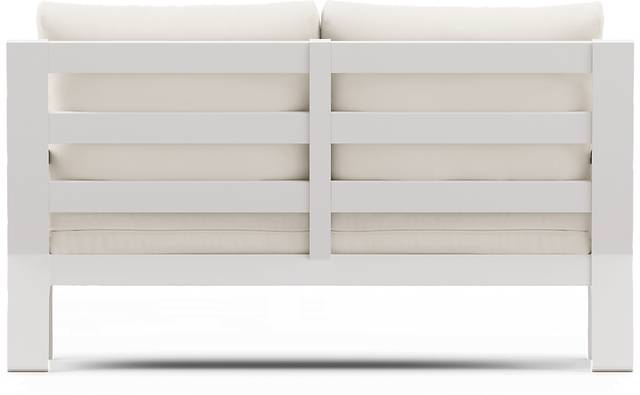 Solana White Outdoor Loveseat with Natural Cushions - Thumbnail - Image 4