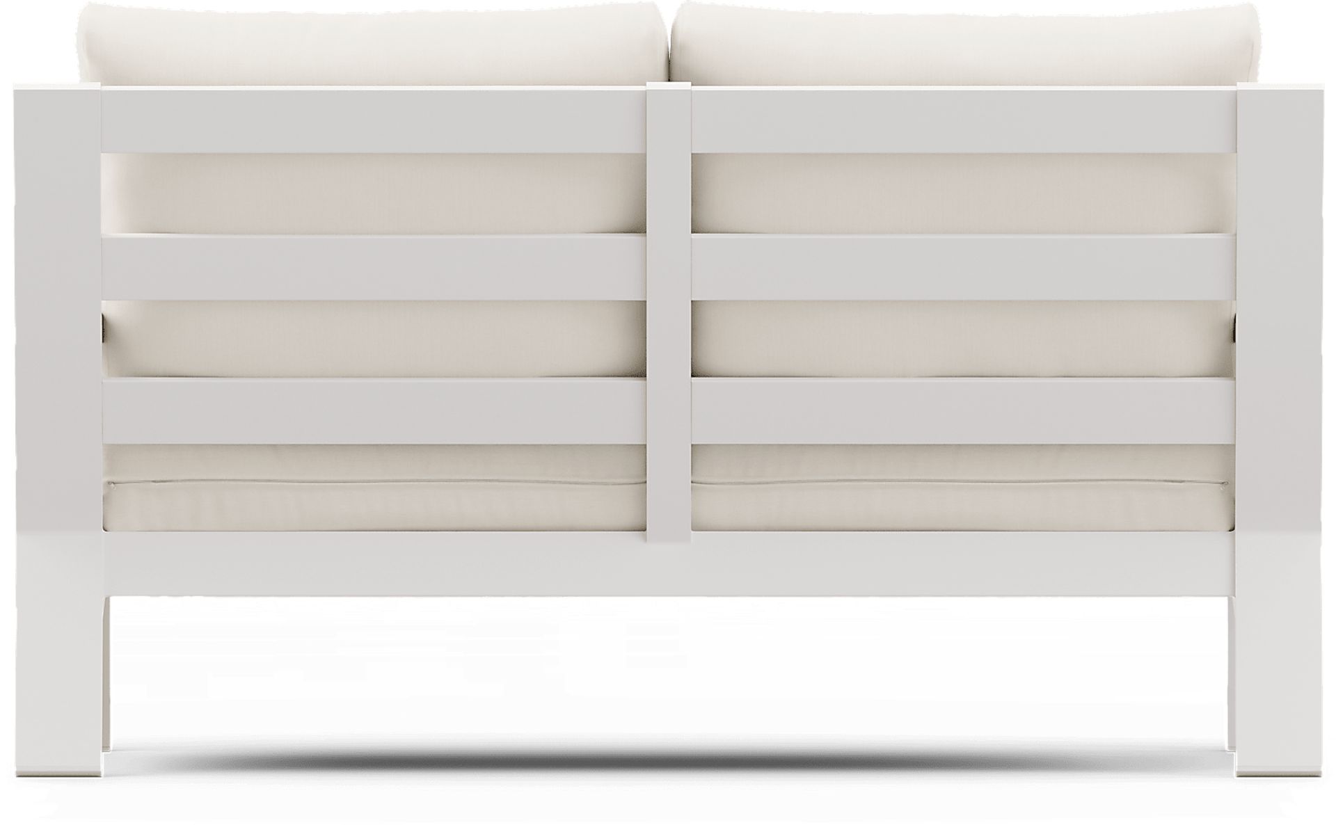 Solana White Outdoor Loveseat with Natural Cushions - Image 4