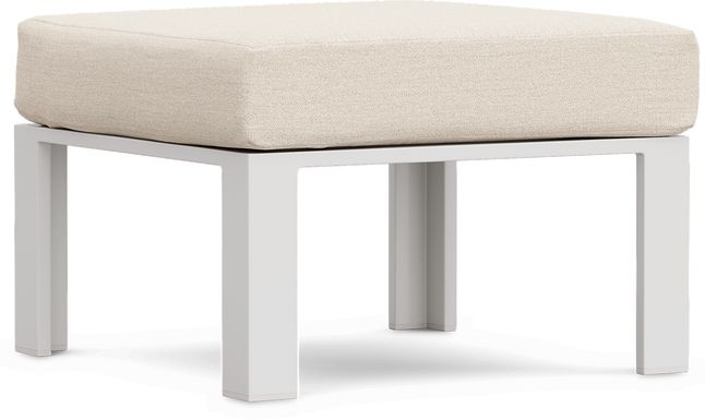 Solana White Outdoor Ottoman with Bisque Cushion
