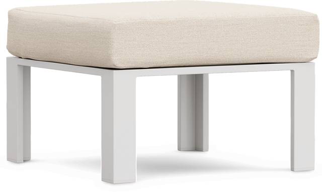 Solana White Outdoor Ottoman with Bisque Cushion - Thumbnail - Image 1