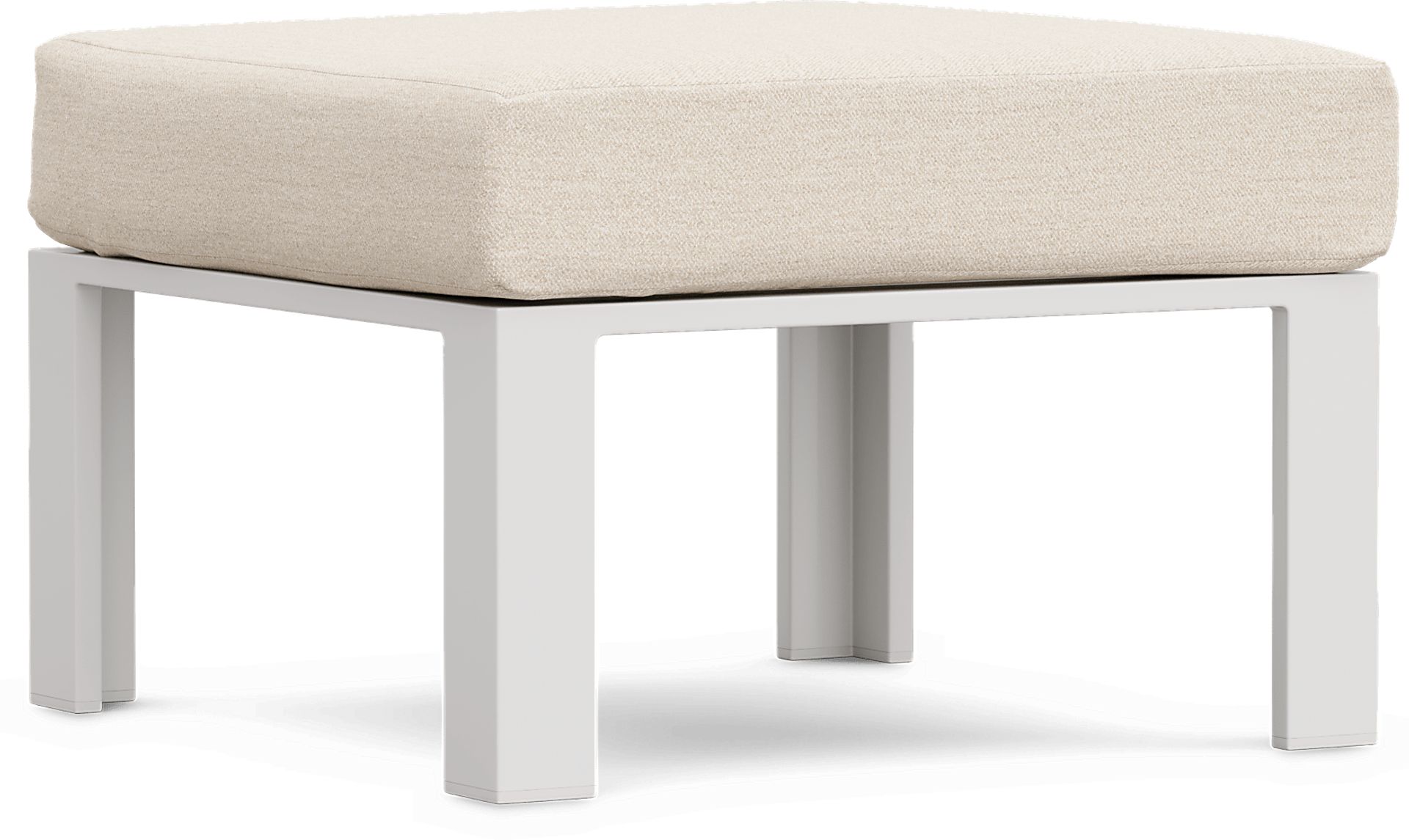 Solana White Outdoor Ottoman with Bisque Cushion - Image 1