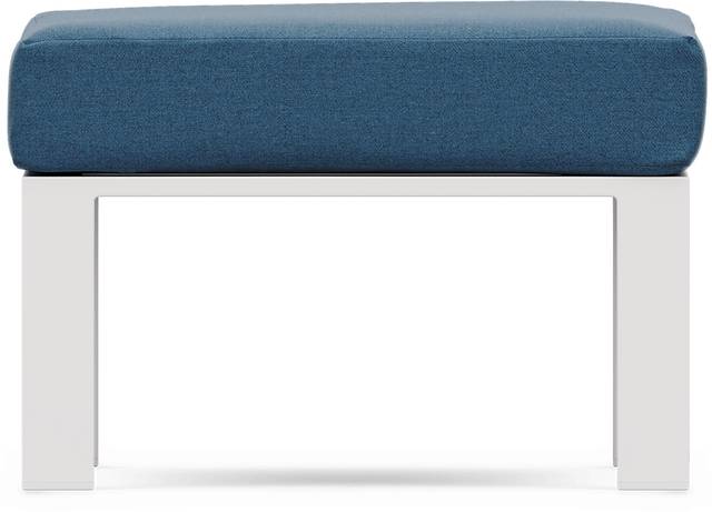 Solana White Outdoor Ottoman with Blueberry Cushion - Thumbnail - Image 2