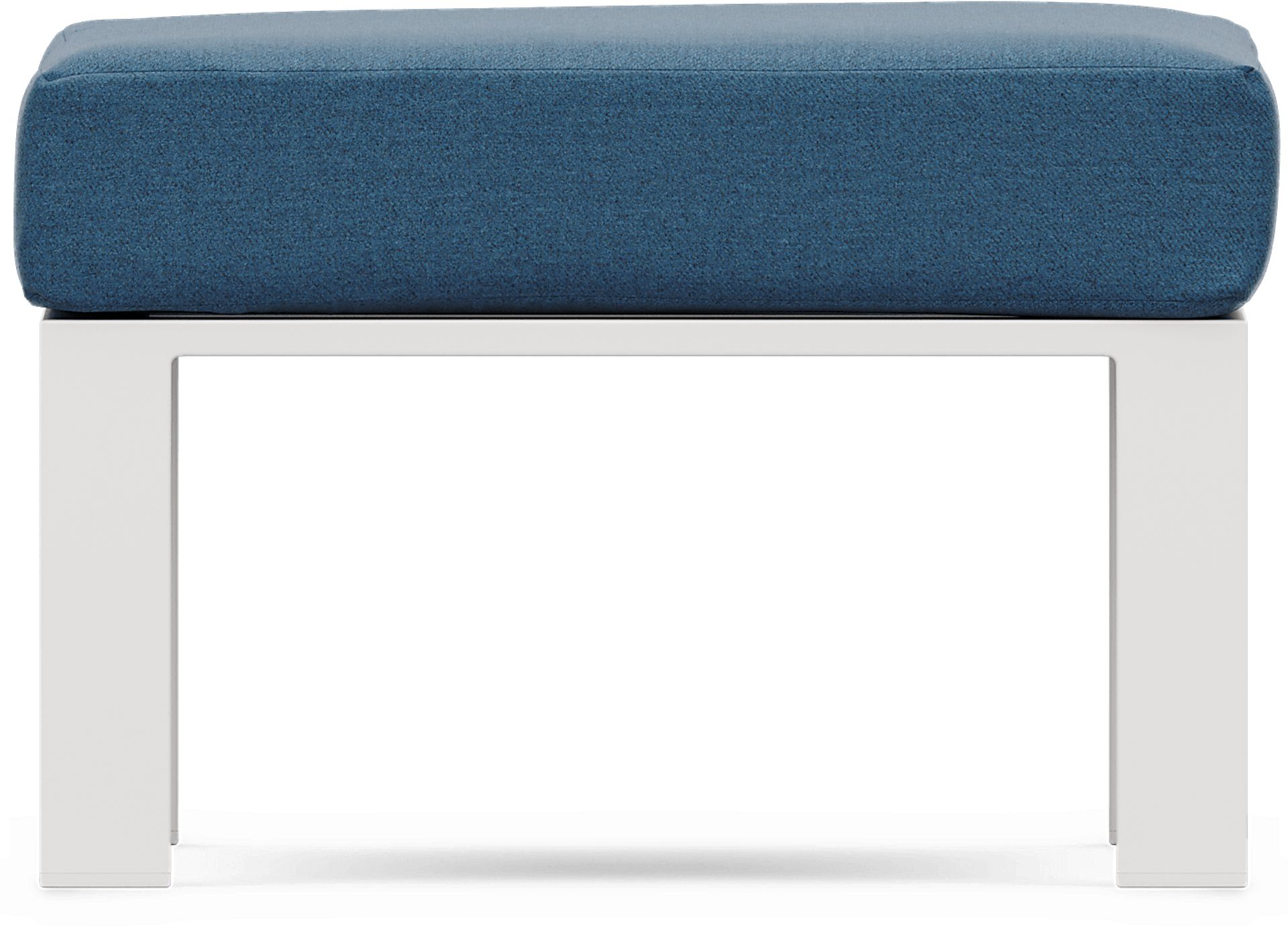 Solana White Outdoor Ottoman with Blueberry Cushion - Image 2