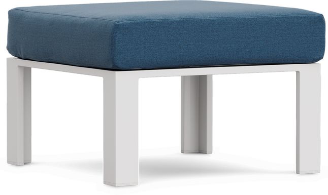 Solana White Outdoor Ottoman with Blueberry Cushion