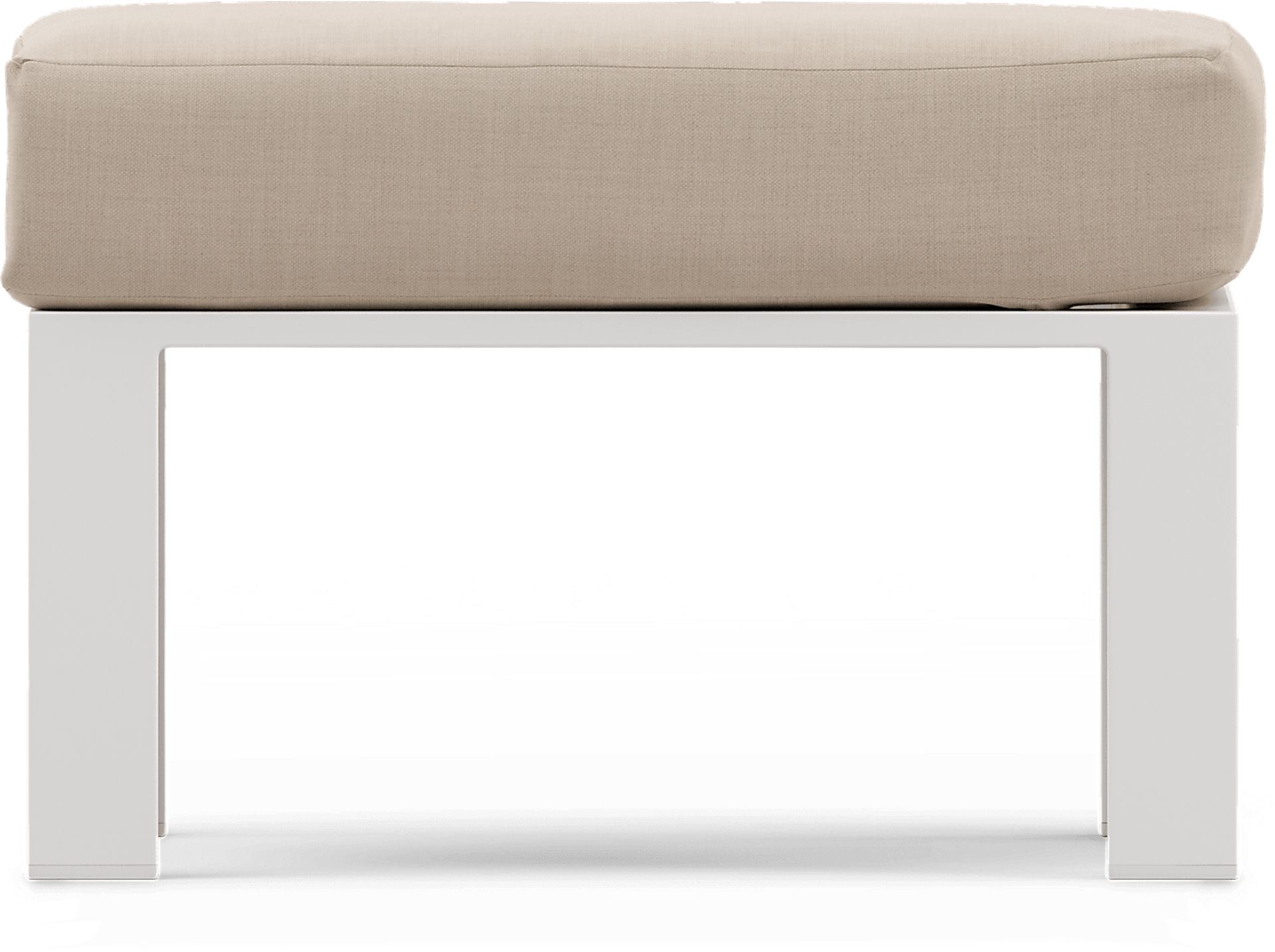 Solana White Outdoor Ottoman with Buff Cushion - Image 3