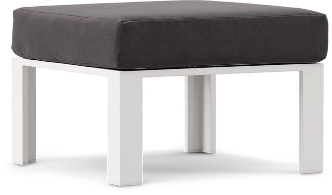Solana White Outdoor Ottoman with Charcoal Cushion