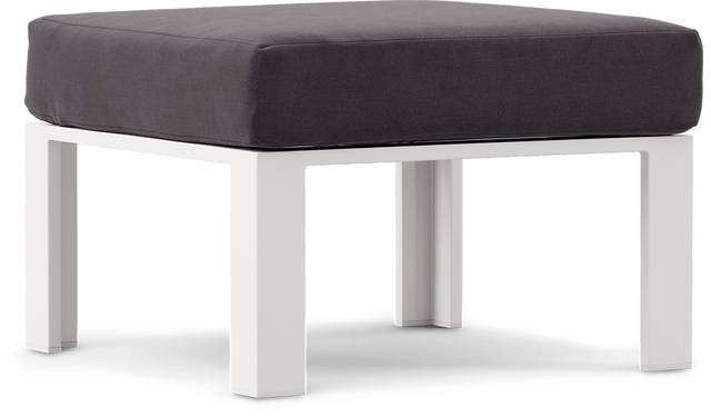Solana White Outdoor Ottoman with Charcoal Cushion - Thumbnail - Image 1