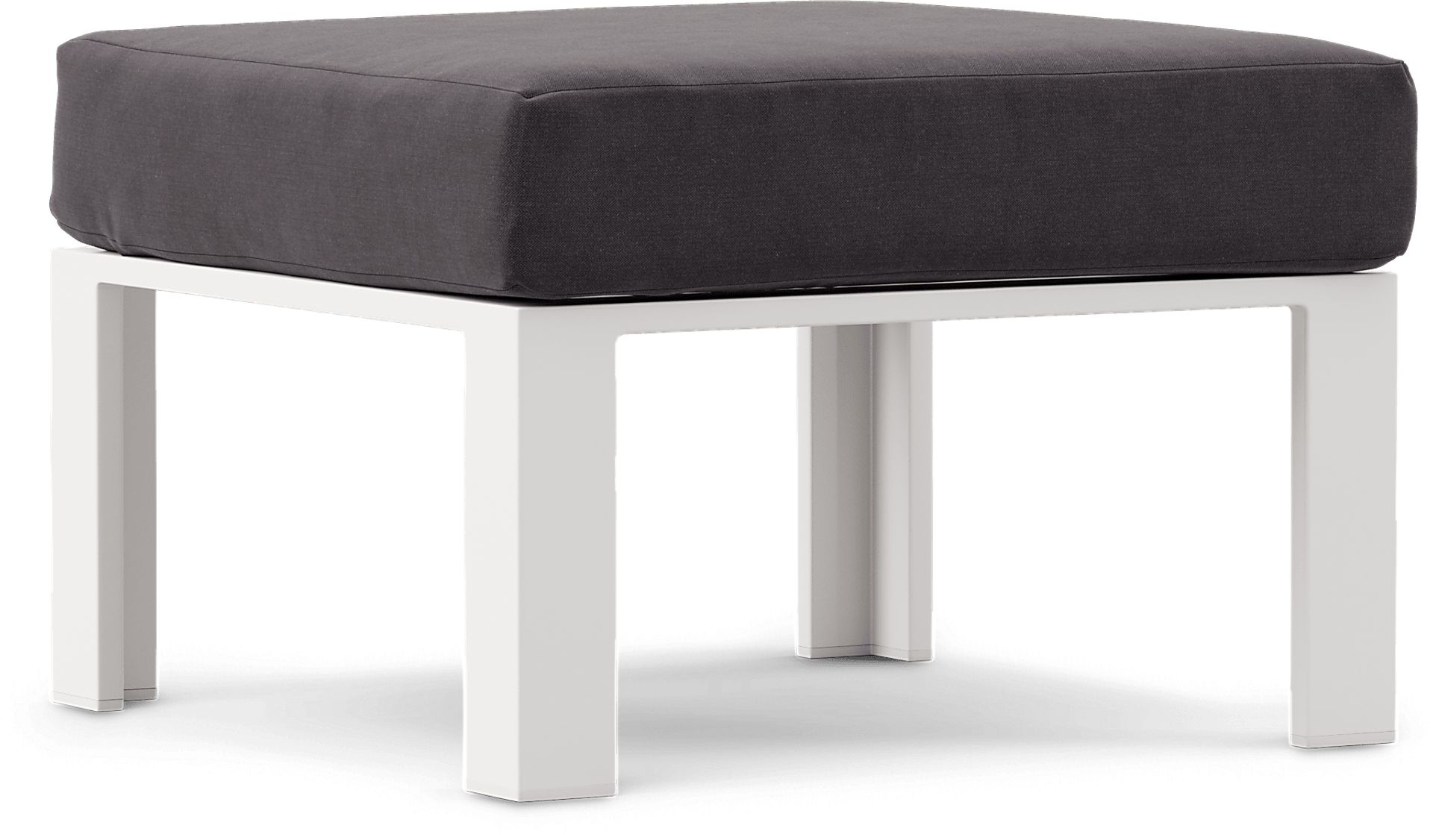Solana White Outdoor Ottoman with Charcoal Cushion - Image 1