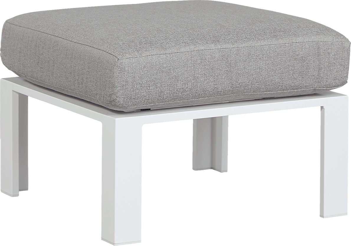 Solana White Colors,White Gray Aluminum Outdoor Ottoman - Rooms To Go