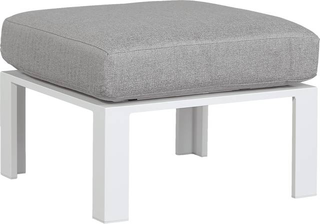 Solana White Outdoor Ottoman with Gray Cushion - Thumbnail - Image 1