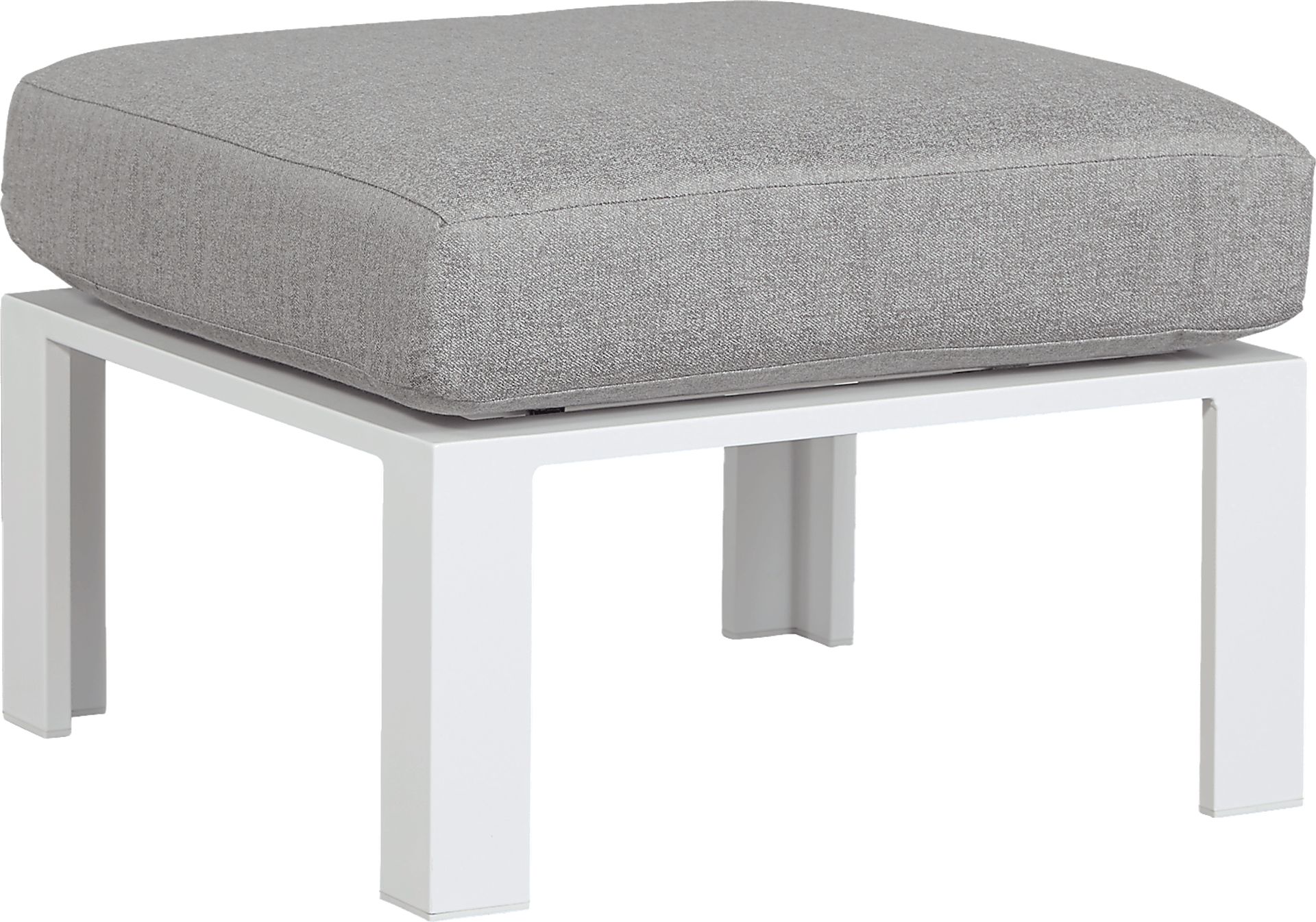 Solana White Outdoor Ottoman with Gray Cushion - Image 1