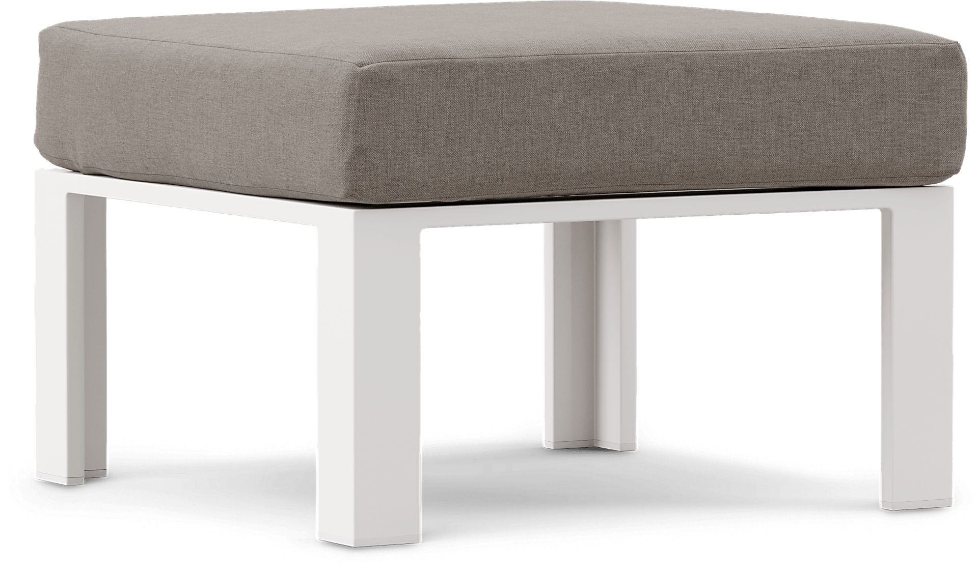 Solana White Outdoor Ottoman with Mushroom Cushion - Image 1