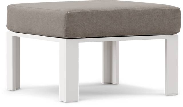 Solana White Outdoor Ottoman with Mushroom Cushion - Thumbnail - Image 1