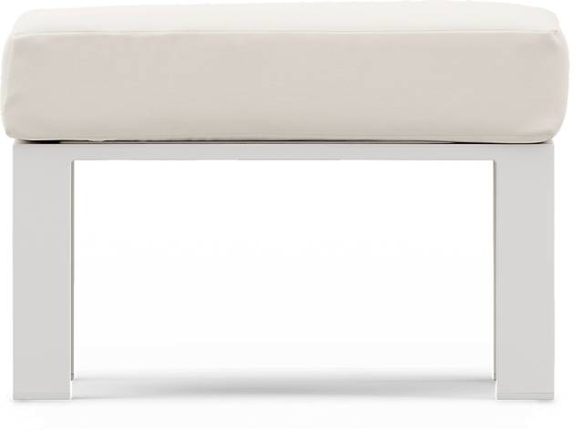 Solana White Outdoor Ottoman with Natural Cushion - Thumbnail - Image 2