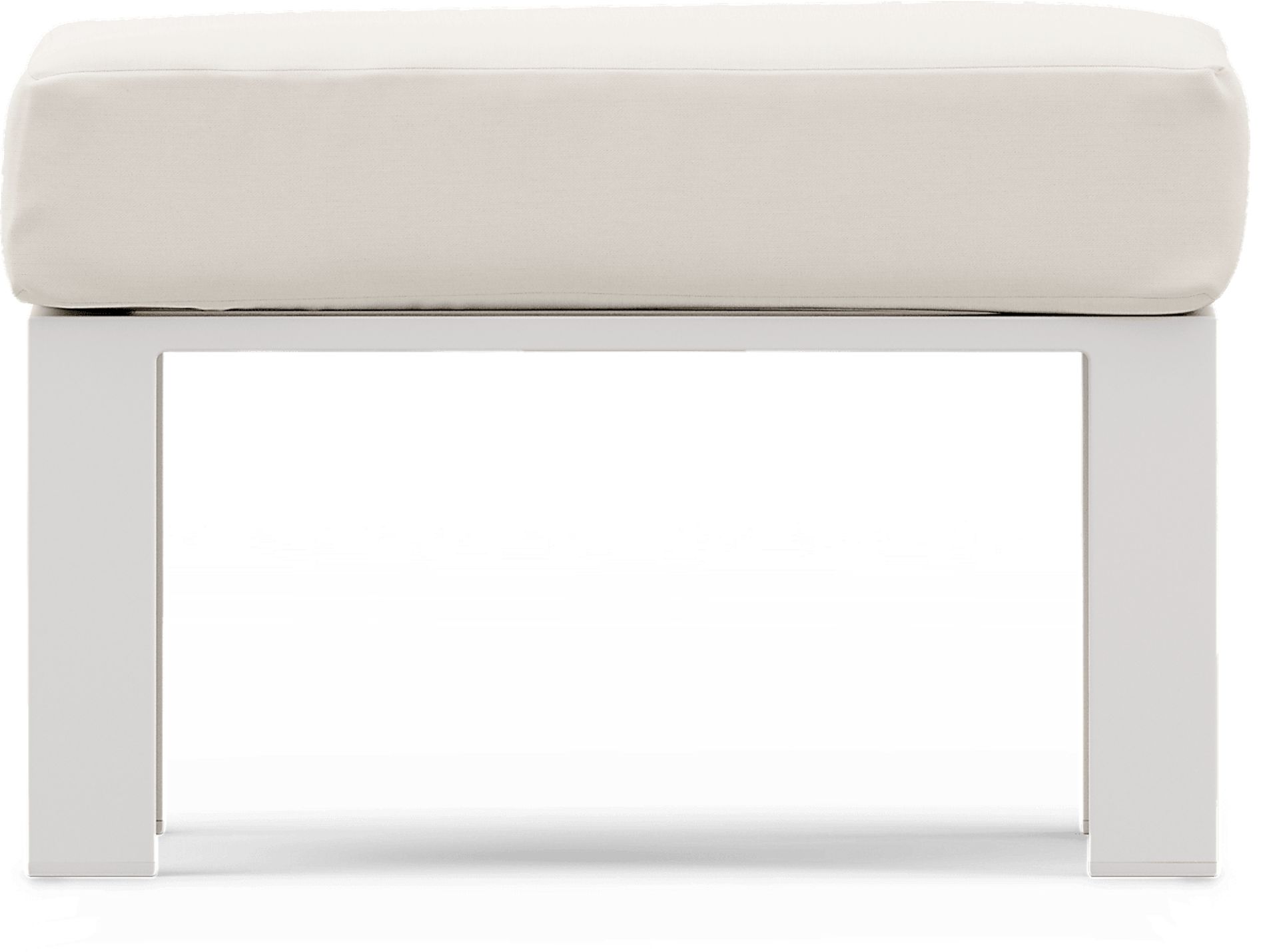 Solana White Outdoor Ottoman with Natural Cushion - Image 2