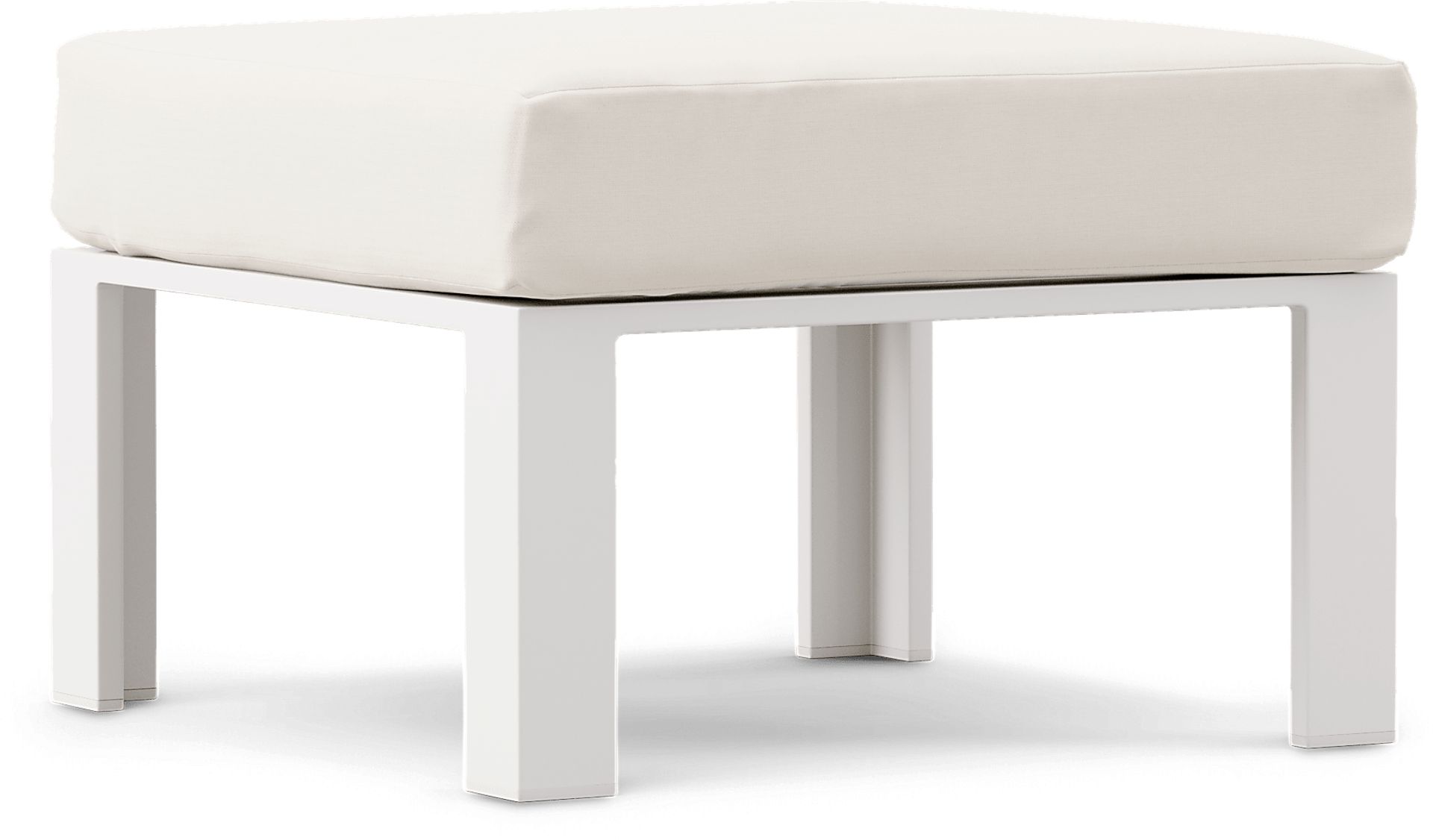 Solana White Outdoor Ottoman with Natural Cushion - Image 1