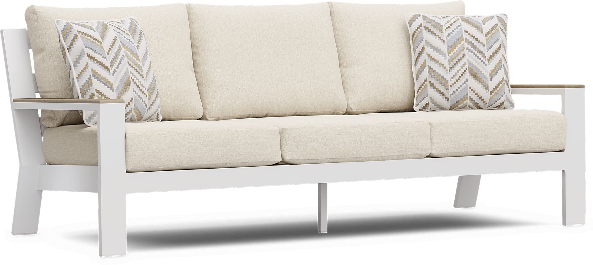 Solana White 4 Pc Outdoor Sofa Seating Set With Bisque Cushions - Image 3