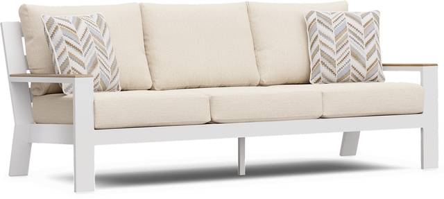 Solana White Outdoor Sofa with Bisque Cushions - Thumbnail - Image 3