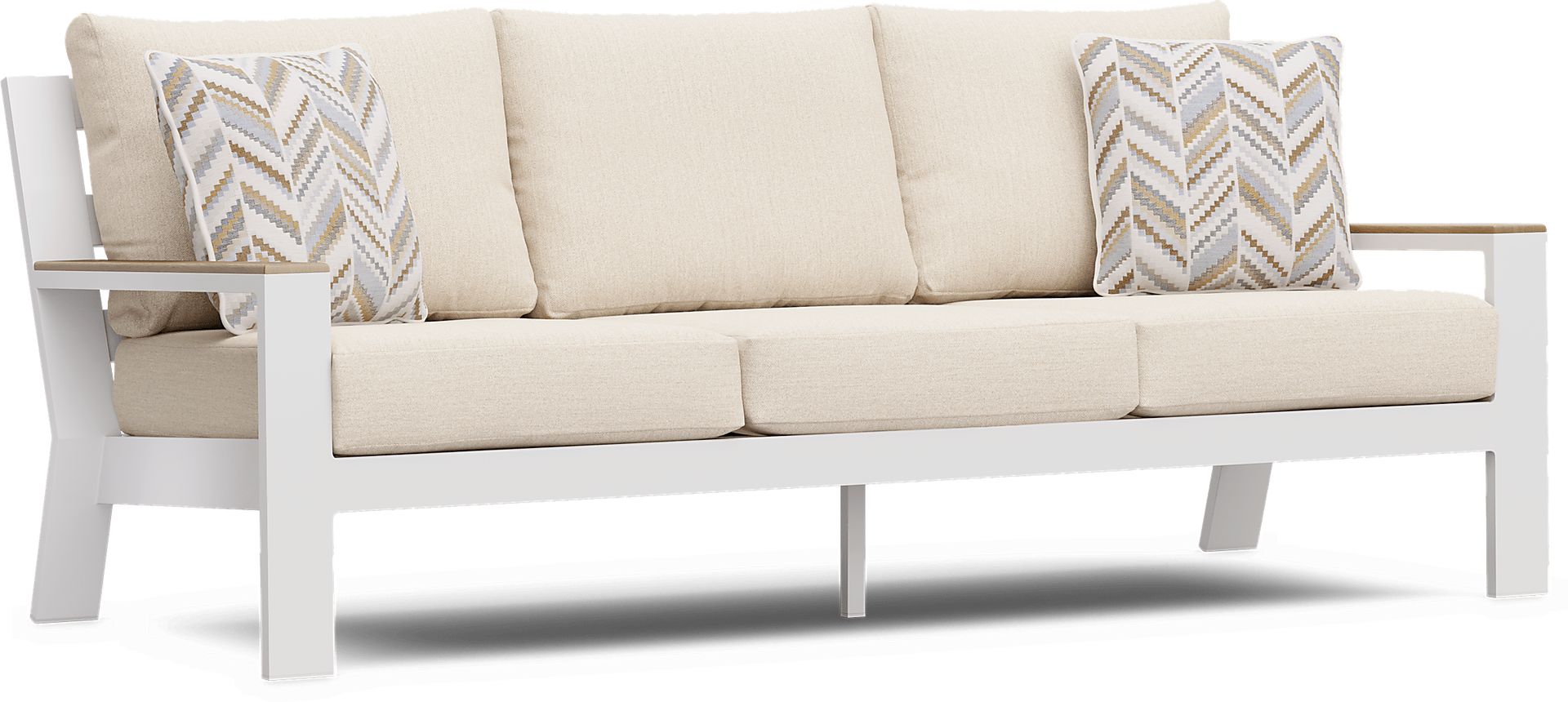 Solana White Outdoor Sofa with Bisque Cushions - Image 3