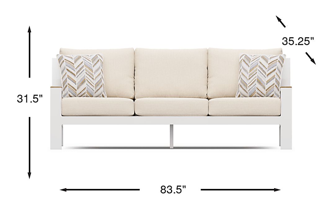 Solana White Outdoor Sofa with Bisque Cushions