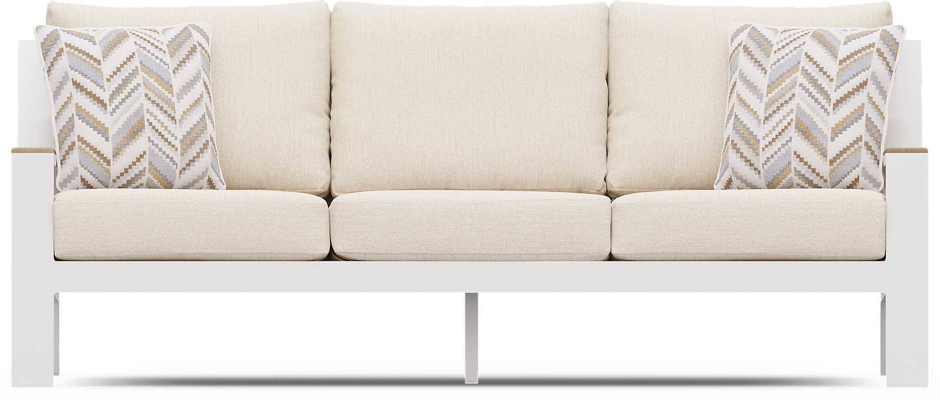 Solana White Outdoor Sofa with Bisque Cushions - Image 1