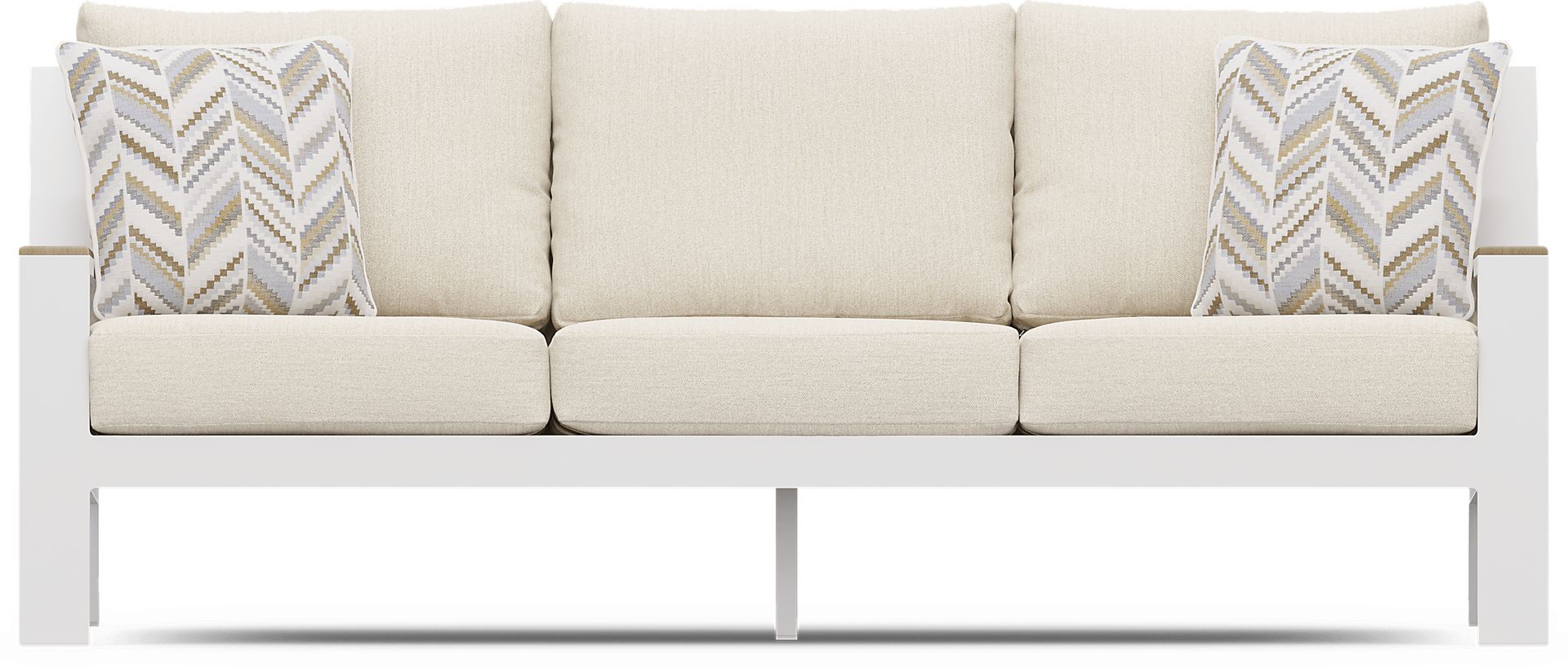 Solana White 4 Pc Outdoor Sofa Seating Set With Bisque Cushions - Image 2