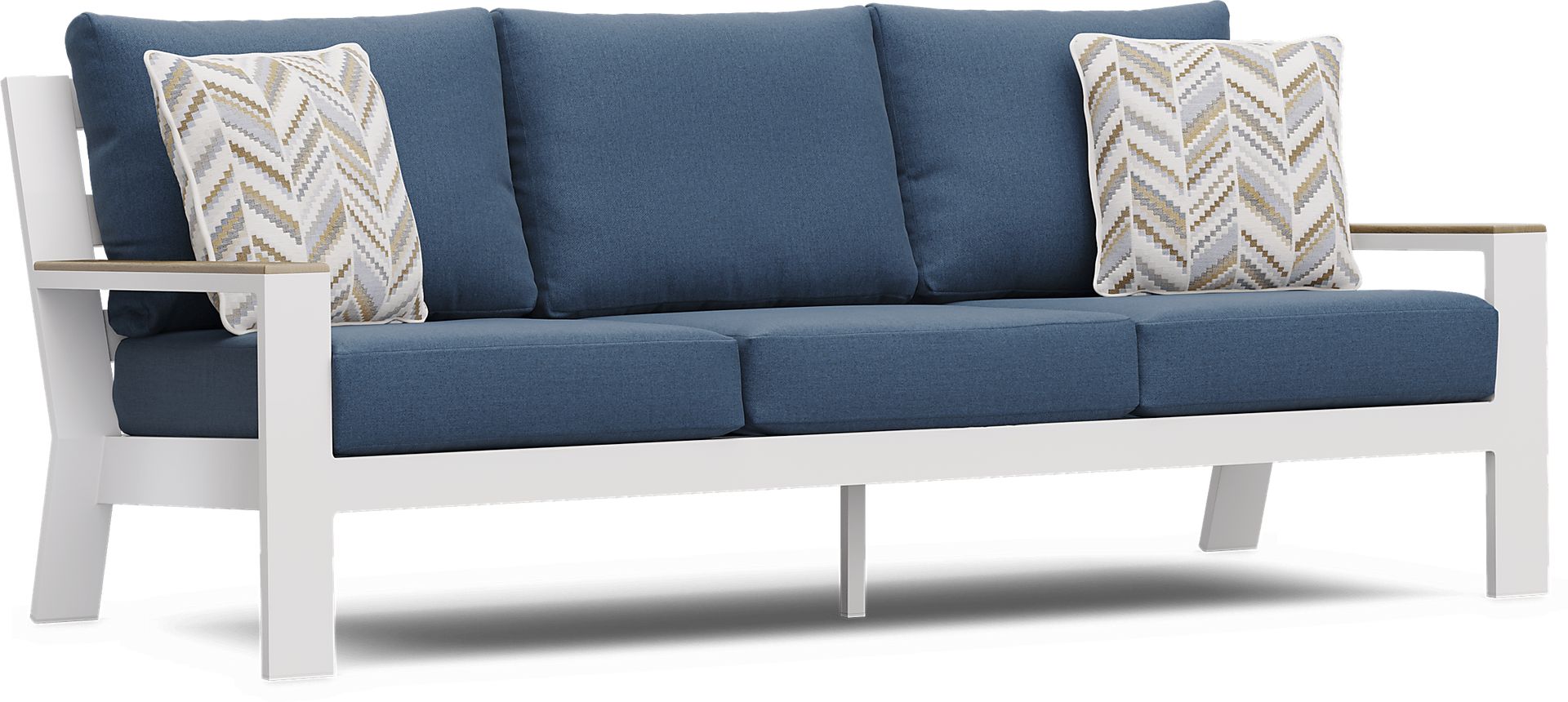 Solana White Outdoor Sofa with Blueberry Cushions - Image 3