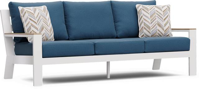 Solana White 4 Pc Outdoor Sofa Seating Set With Blueberry Cushions - Thumbnail - Image 3