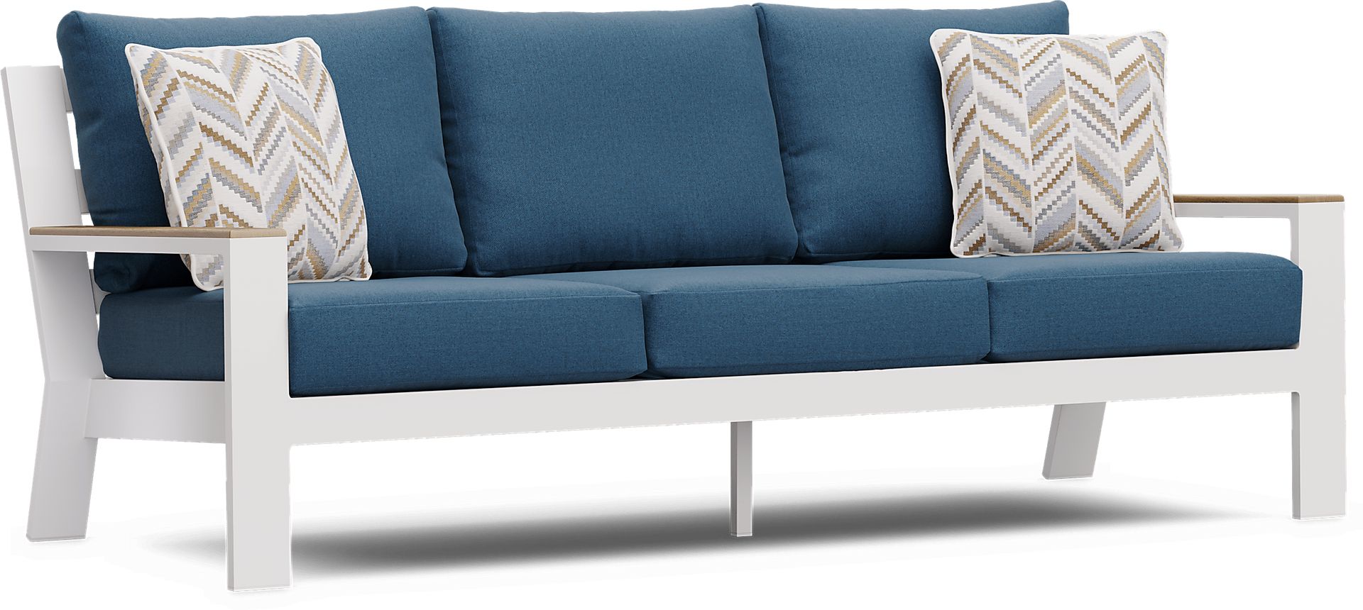 Solana White 4 Pc Outdoor Sofa Seating Set With Blueberry Cushions - Image 3