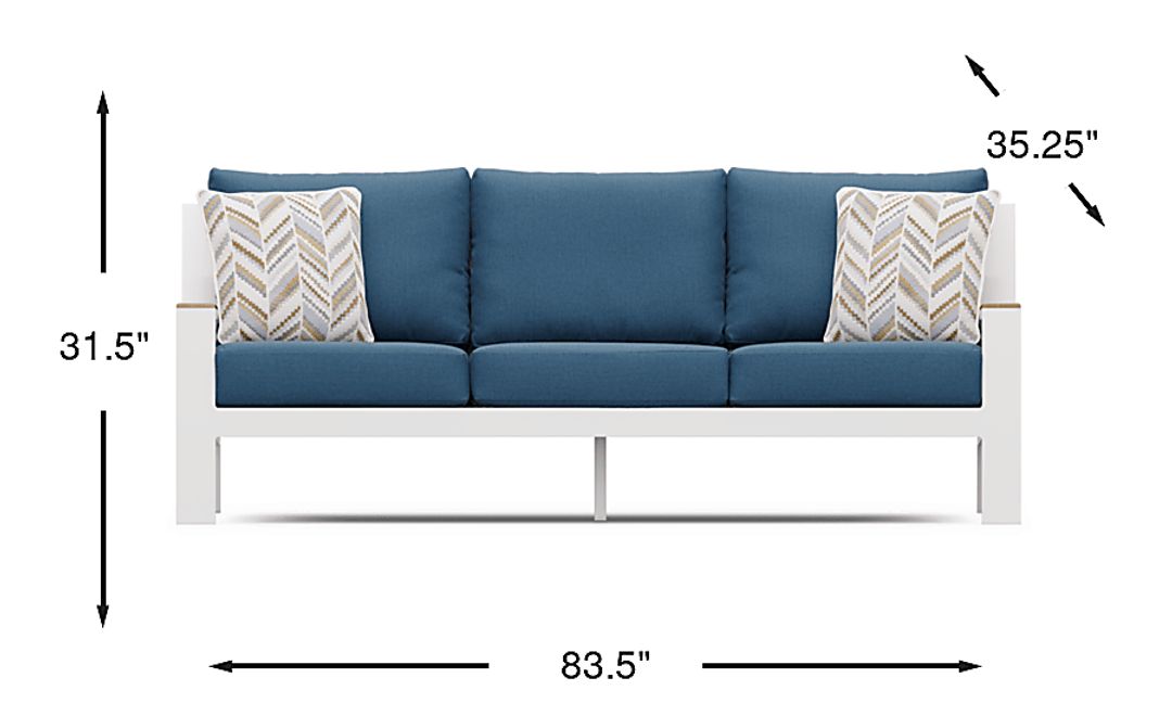 Solana White Outdoor Sofa with Blueberry Cushions