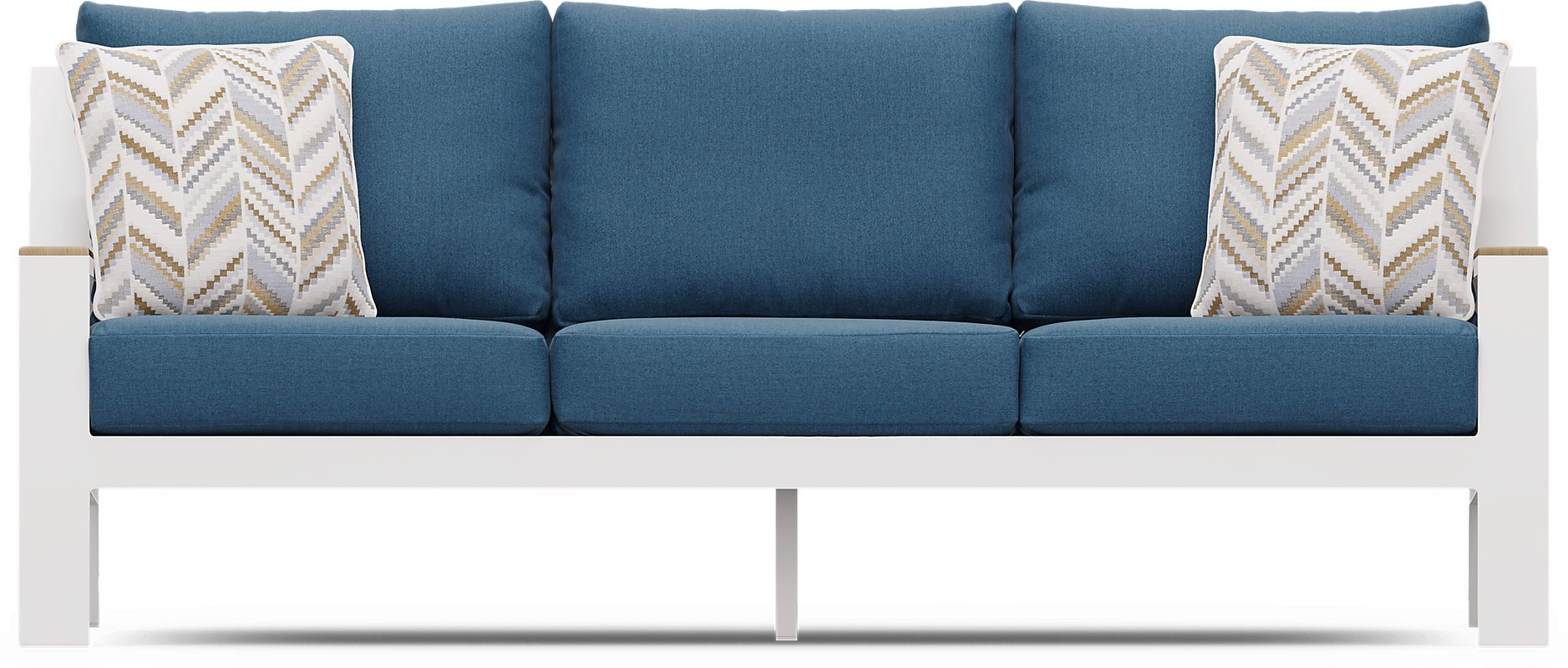 Solana White Outdoor Sofa with Blueberry Cushions