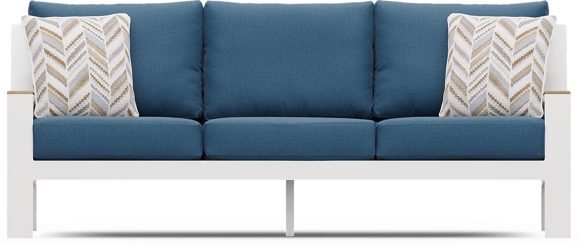 Solana White 4 Pc Outdoor Sofa Seating Set With Blueberry Cushions - Image 2