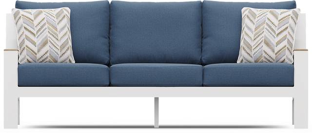 Solana White Outdoor Sofa with Blueberry Cushions - Thumbnail - Image 1