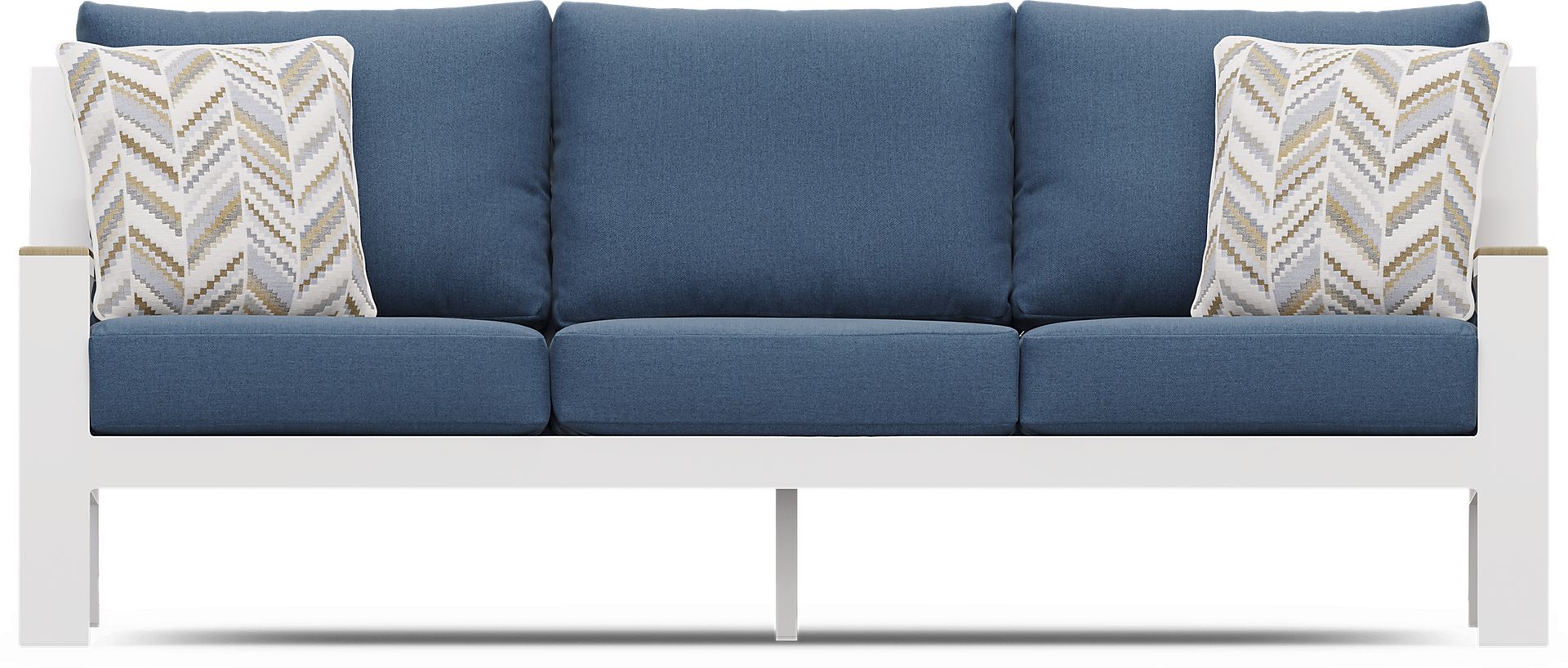Solana White Outdoor Sofa with Blueberry Cushions - Image 1