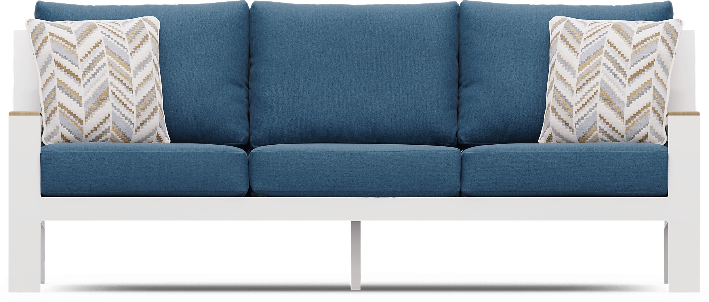 Solana White Outdoor Sofa with Blueberry Cushions