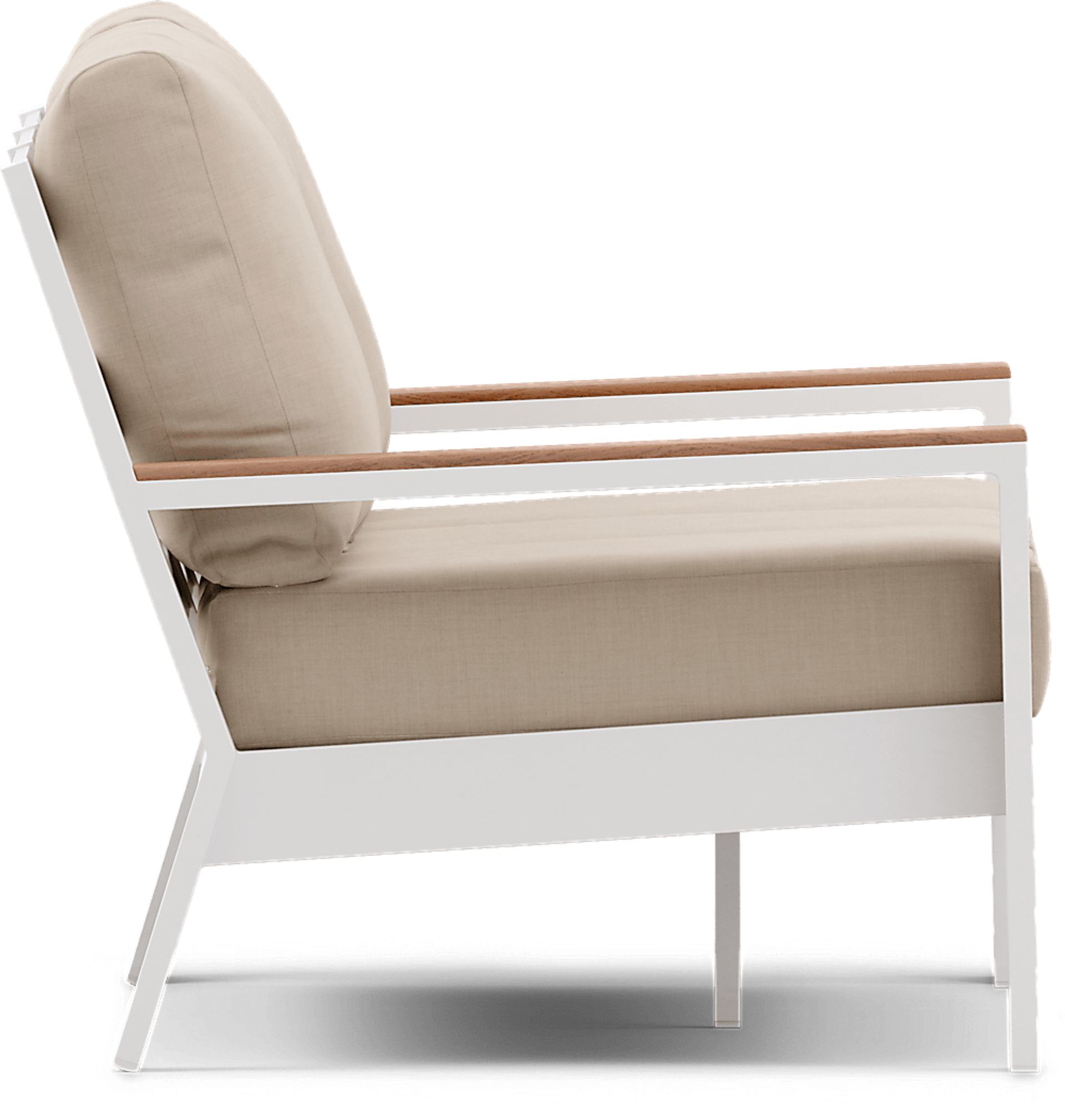 Solana White 4 Pc Outdoor Sofa Seating Set With Buff Cushions - Image 4