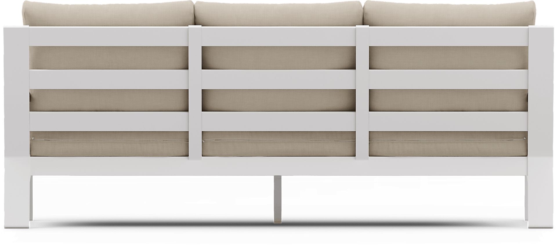 Solana White 4 Pc Outdoor Sofa Seating Set With Buff Cushions - Image 5