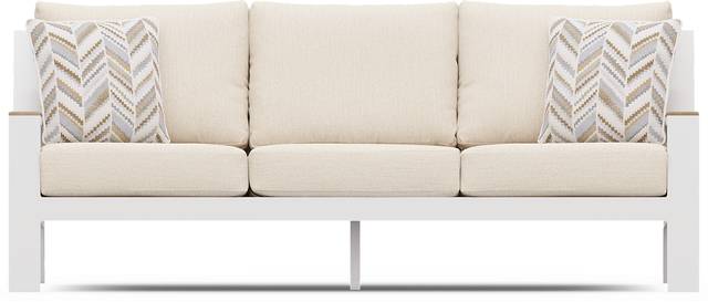 Solana White 4 Pc Outdoor Sofa Seating Set With Buff Cushions - Thumbnail - Image 2