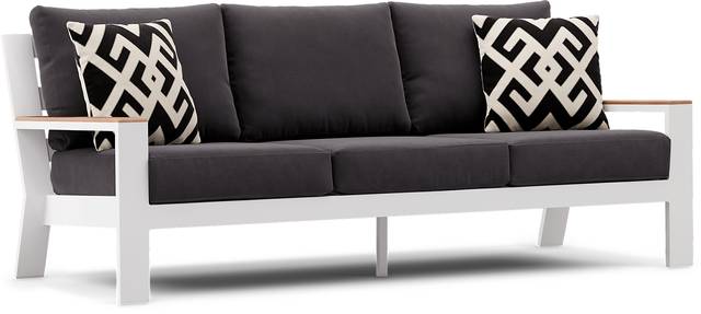 Solana White 4 Pc Outdoor Sofa Seating Set With Charcoal Cushions - Thumbnail - Image 3