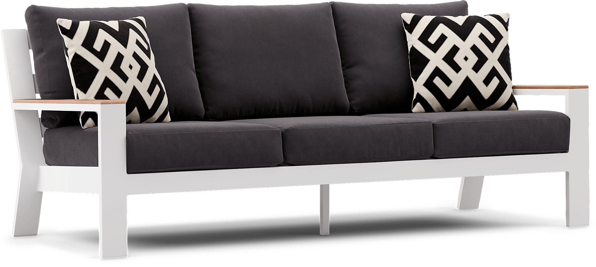 Solana White 4 Pc Outdoor Sofa Seating Set With Charcoal Cushions - Image 3