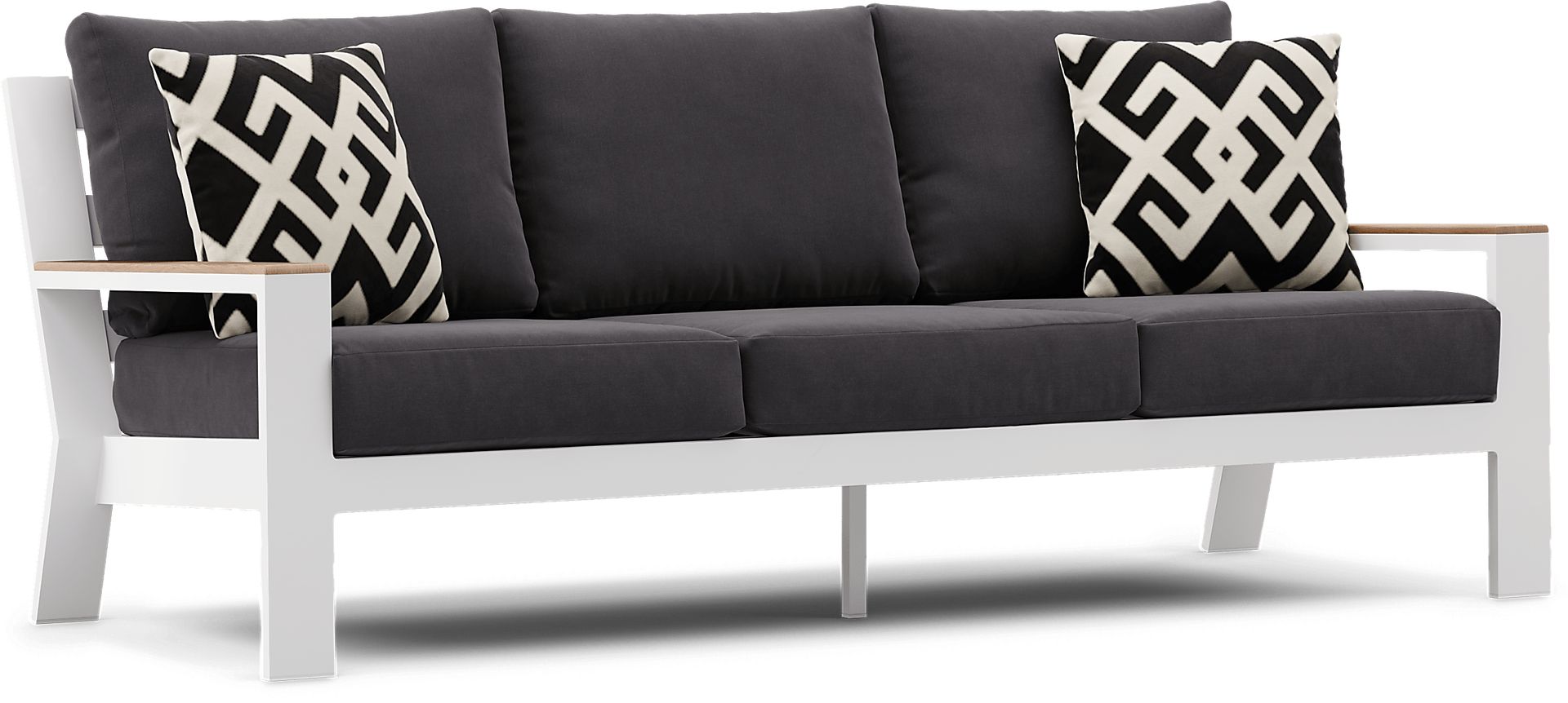 Solana White Outdoor Sofa with Charcoal Cushions - Image 3