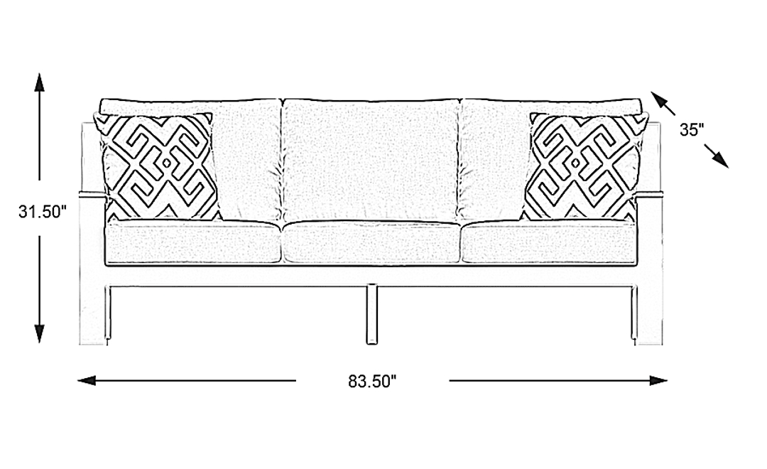 Solana White Outdoor Sofa with Charcoal Cushions