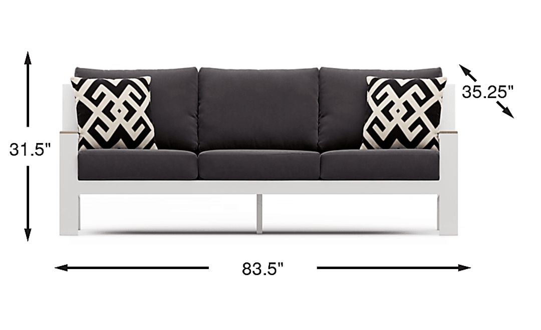 Solana White Outdoor Sofa with Charcoal Cushions