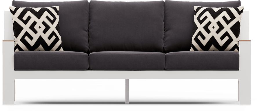 Solana White Outdoor Sofa with Charcoal Cushions