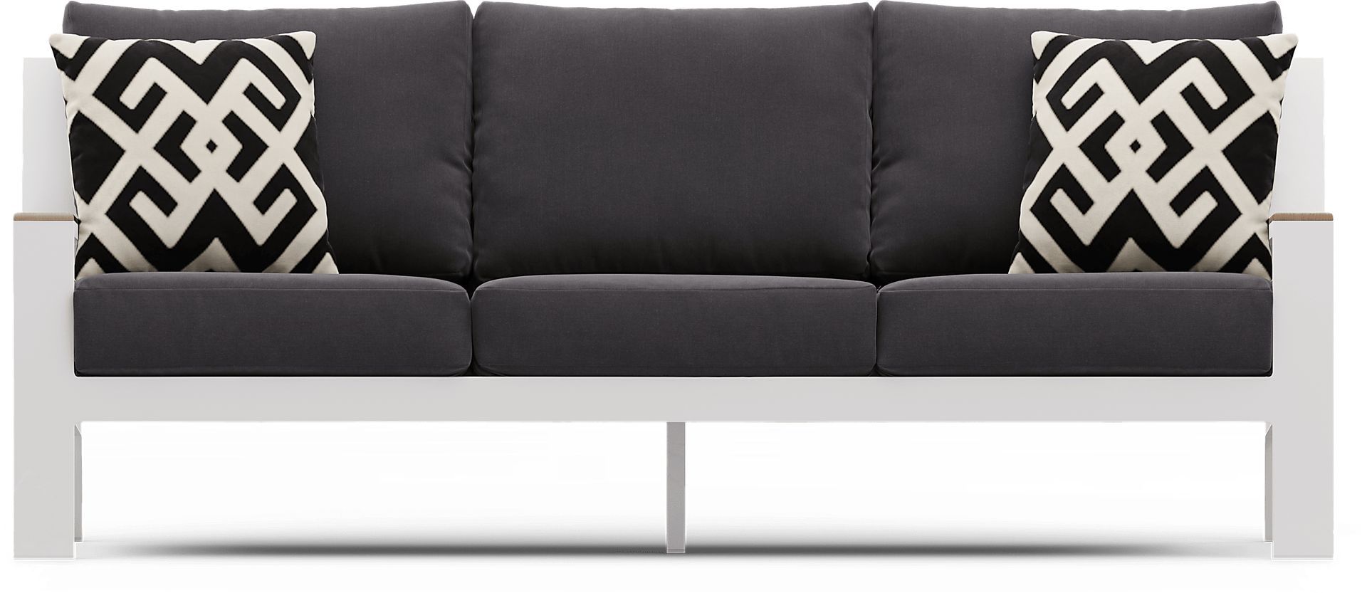 Solana White Outdoor Sofa with Charcoal Cushions - Image 1