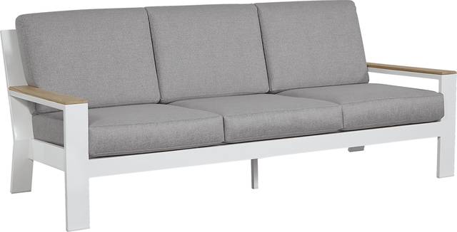 Solana White Outdoor Sofa with Gray Cushions - Thumbnail - Image 2